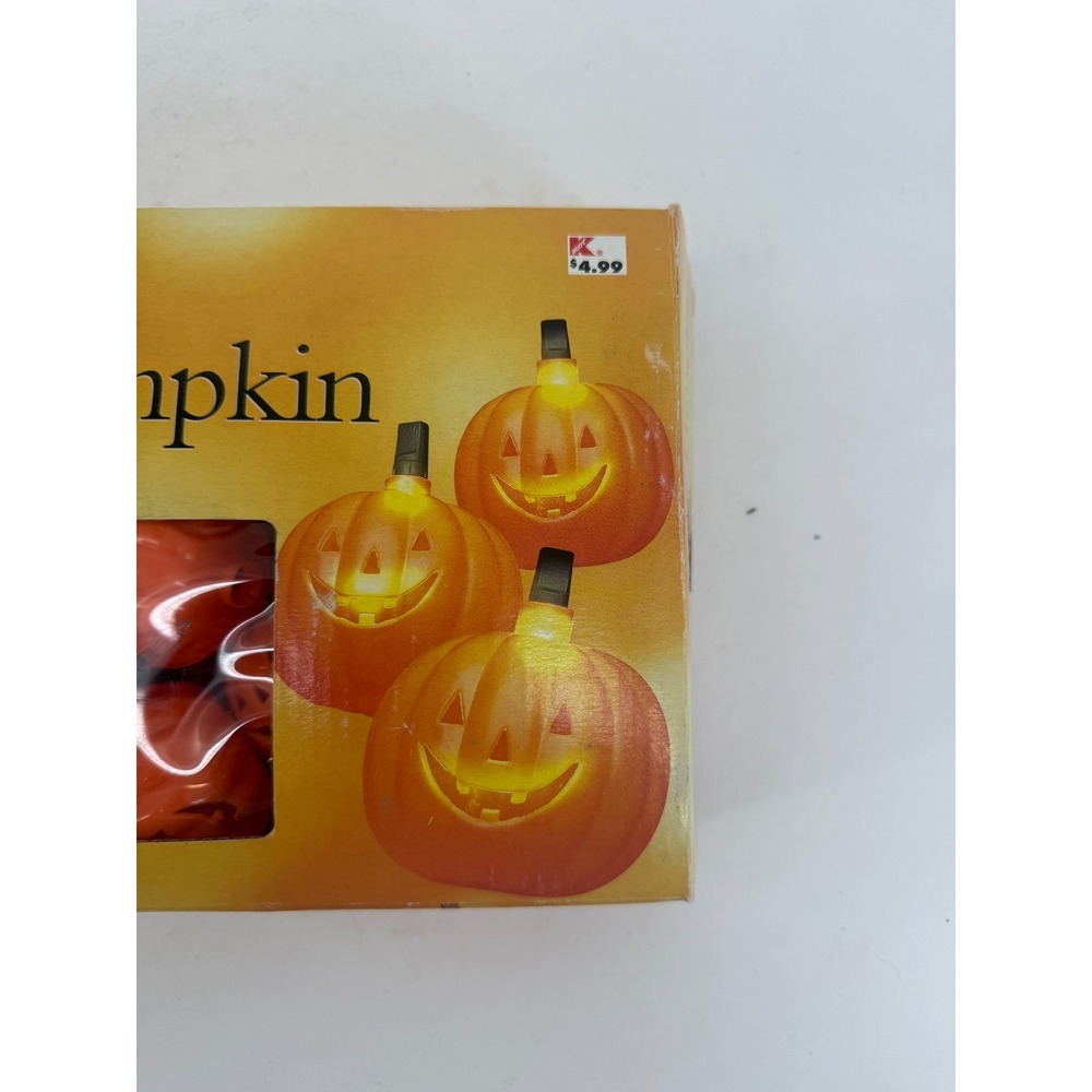 Vintage Halloween Pumpkin String Lights 20 Count Flashing Jack O Lanterns w/ Box - Picture 4 of 6